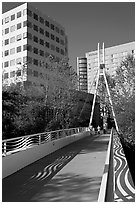 Footbridge on the Guadalupe River. San Jose, California, USA (black and white)
