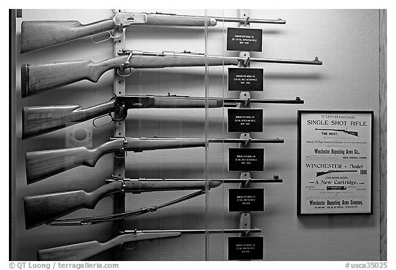 Collection of Winchester rifles. Winchester Mystery House, San Jose, California, USA