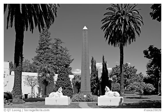 Sphynx and Obelisk, Rosicrucian Park. San Jose, California, USA