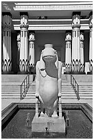 Statue of Taweret, egyptian hippo goddess of fertility, Rosicrucian Museum. San Jose, California, USA ( black and white)