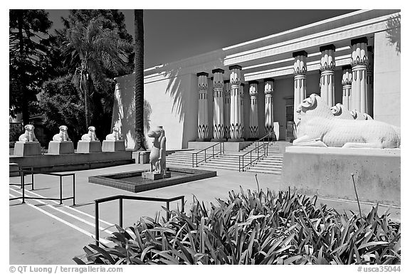 Egyptian Museum at Rosicrucian Park. San Jose, California, USA (black and white)