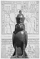 Egyptian wwl and bas-reliefs, Rosicrucian Park. San Jose, California, USA ( black and white)