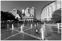 Plaza de Cesar Chavez, late afternoon. San Jose, California, USA (black and white)