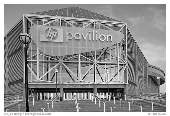 Facade of the HP Pavilion, late afternoon. San Jose, California, USA