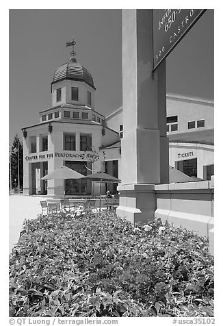 Center for Performing Arts, Castro Street, Mountain View. California, USA (black and white)