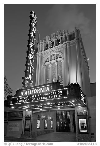 California Theatre at dusk. San Jose, California, USA (black and white)