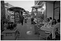 Outdoor dining, Castro Street, Mountain View. California, USA (black and white)