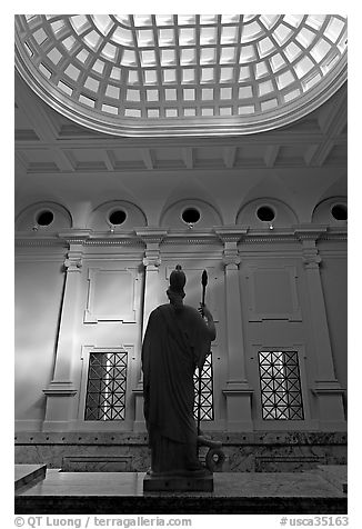 Main hall inside Cantor Center. Stanford University, California, USA (black and white)