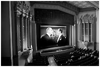 Classic black and white movie showing in Stanford Theatre. Palo Alto,  California, USA ( black and white)