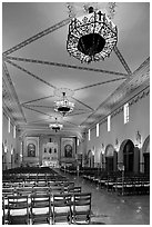 Chapel, historic Mission Santa Clara de Asis. Santa Clara,  California, USA ( black and white)