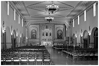 Chapel interior, Mission Santa Clara de Asis, Santa Clara University. Santa Clara,  California, USA ( black and white)