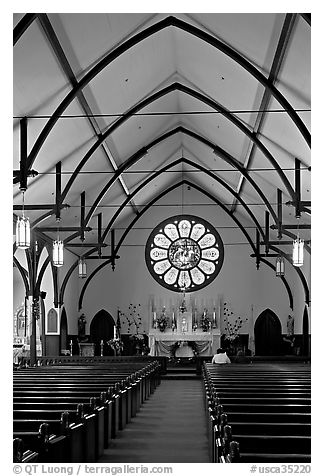 Interior of Church of the Nativity. Menlo Park,  California, USA (black and white)