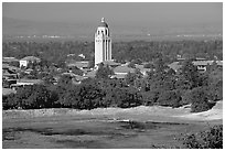 Campus, Hoover Tower, and Lake Lagunata. Stanford University, California, USA ( black and white)