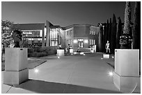 Cantor Art Center at night with Rodin sculpture garden. Stanford University, California, USA ( black and white)