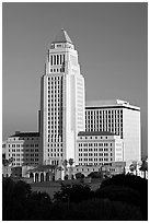 Los Angeles City Hall in Art Deco style. Los Angeles, California, USA ( black and white)