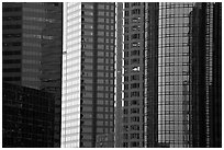 Close-up of high-rise buildings facades. Los Angeles, California, USA (black and white)