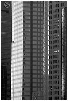 Detail of glass high-rise buildings facades. Los Angeles, California, USA (black and white)