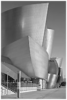 Silvery architecture of the Walt Disney Concert Hall, early morning. Los Angeles, California, USA ( black and white)