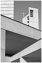 Belltower of Cathedral of our Lady of the Angels. Los Angeles, California, USA ( black and white)