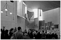 Interior of the Cathedral of our Lady of the Angels during Sunday service. Los Angeles, California, USA (black and white)