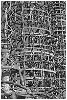 Detail, Watts towers. Watts, Los Angeles, California, USA (black and white)