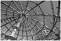 Tower seen from Gazebo, Watts Towers. Watts, Los Angeles, California, USA (black and white)