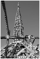 Detail of Watts Towers showing a heart. Watts, Los Angeles, California, USA ( black and white)