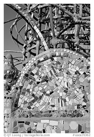 Moscaic and tower, Watts Towers. Watts, Los Angeles, California, USA