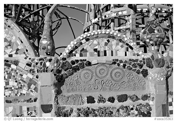 Detail of Watts Towers, built over the course of 33 years by Simon Rodia. Watts, Los Angeles, California, USA
