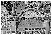 Detail of Watts Towers, built over the course of 33 years by Simon Rodia. Watts, Los Angeles, California, USA (black and white)