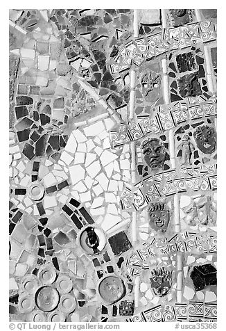 Mosaic Detail, Watts Towers Art Center. Watts, Los Angeles, California, USA
