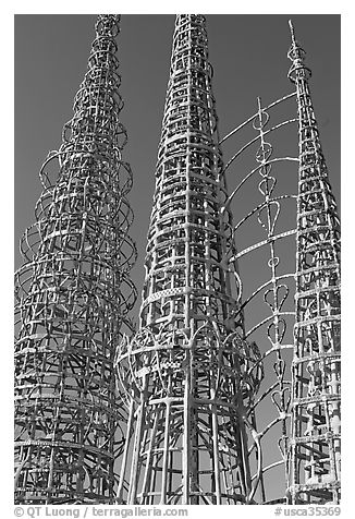 Three towers and hearts, Watts Towers. Watts, Los Angeles, California, USA