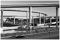 Highway interchange, Watts. Watts, Los Angeles, California, USA (black and white)