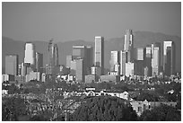 Downtown skyline, late afternoon. Los Angeles, California, USA ( black and white)