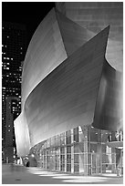 Walt Disney Concert Hall at night. Los Angeles, California, USA ( black and white)