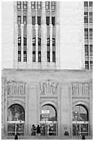 Art Deco facade of the Los Angeles County Hospital. Los Angeles, California, USA (black and white)