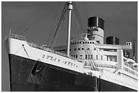 Queen Mary ocean liner. Long Beach, Los Angeles, California, USA (black and white)