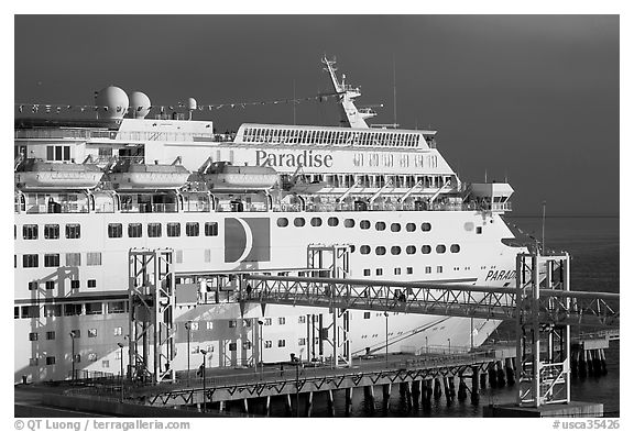 Cruise ship being boarded. Long Beach, Los Angeles, California, USA