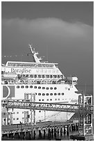 Cruise ship. Long Beach, Los Angeles, California, USA ( black and white)