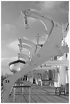 Passenger deck, Queen Mary. Long Beach, Los Angeles, California, USA ( black and white)