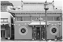 Building in Chinese style, Chinatown. Los Angeles, California, USA ( black and white)