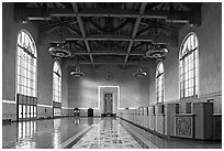 Hall in Union Station. Los Angeles, California, USA ( black and white)