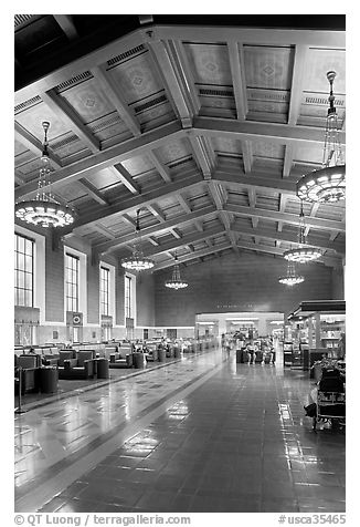 Interior of Union Station. Los Angeles, California, USA (black and white)