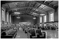 Waiting room in Union Station. Los Angeles, California, USA (black and white)