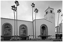 Union Station in mixed Art Deco and Mission styles. Los Angeles, California, USA ( black and white)