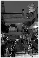 Hollywood and Highland shopping complex and dusk. Hollywood, Los Angeles, California, USA ( black and white)