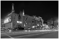Mann Chinese Theatre at dusk. Hollywood, Los Angeles, California, USA ( black and white)