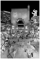 Hollywood and Highland shopping and entertainment complex at night. Hollywood, Los Angeles, California, USA (black and white)