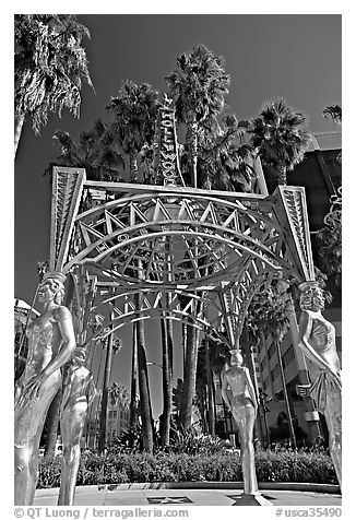 Gazebo with statues of Dorothy Dandridge, Dolores Del Rio, Mae West,  and Anna May Wong. Hollywood, Los Angeles, California, USA