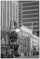 Facade of the El Capitan theater in Spanish colonial style. Hollywood, Los Angeles, California, USA ( black and white)